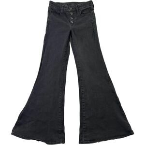 American Eagle Black Festival Flare Jeans Womens Size 4 Button Fly Stretch